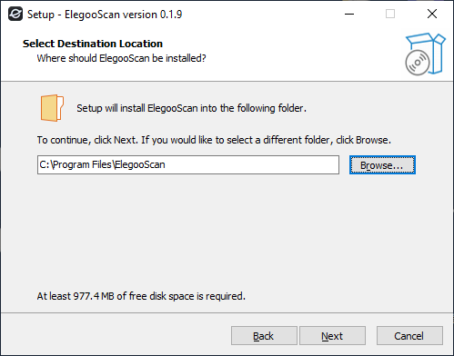 Select the installation directory